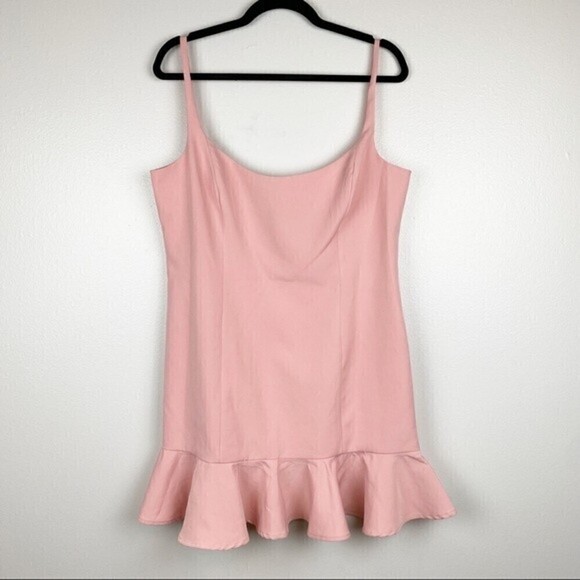 Bardot Gigi Ruffle Hem Fit & Flare Mini Dress Blush Pink Size 12/XL - Picture 2 of 10